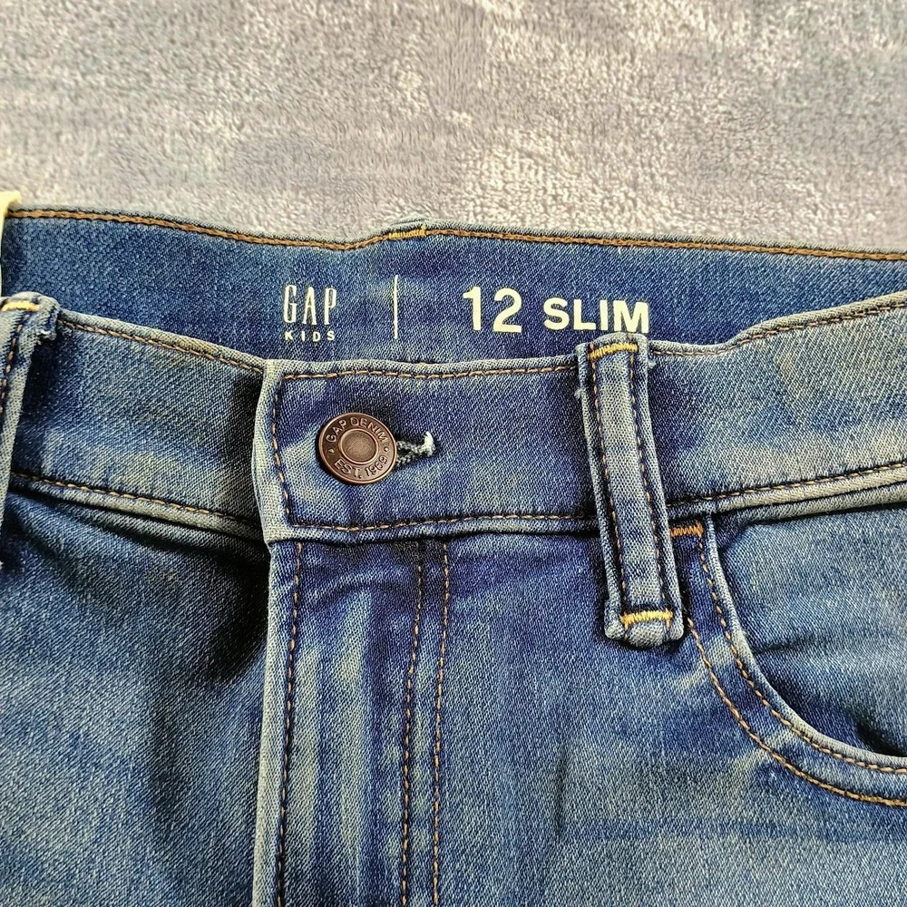 Gap Jeans Kids 12 Slim‎ Blue Skinny Washwell Zip Fly 5 Pocket Denim Casual